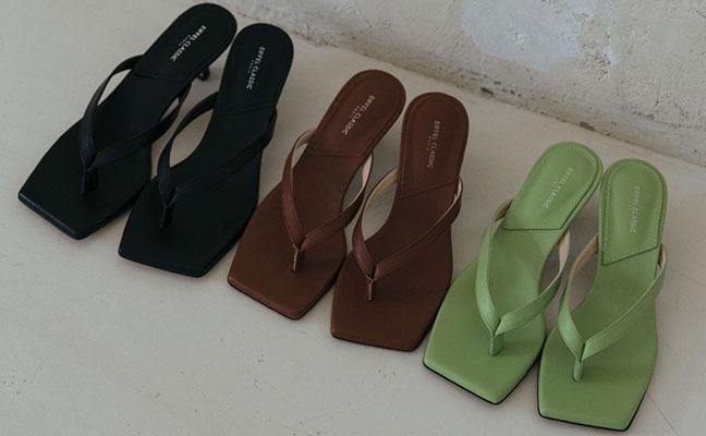 [블랙핑크 지수님 착화] square toe flip flop heel_ 3color