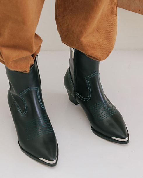 [샘플 235] western ankle boots_ black
